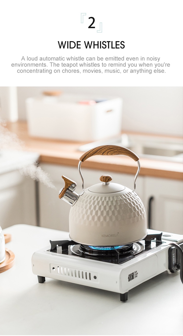 KEMORELA Whistling Kettle 3L Stainless Steel Whistling Tea Kettle