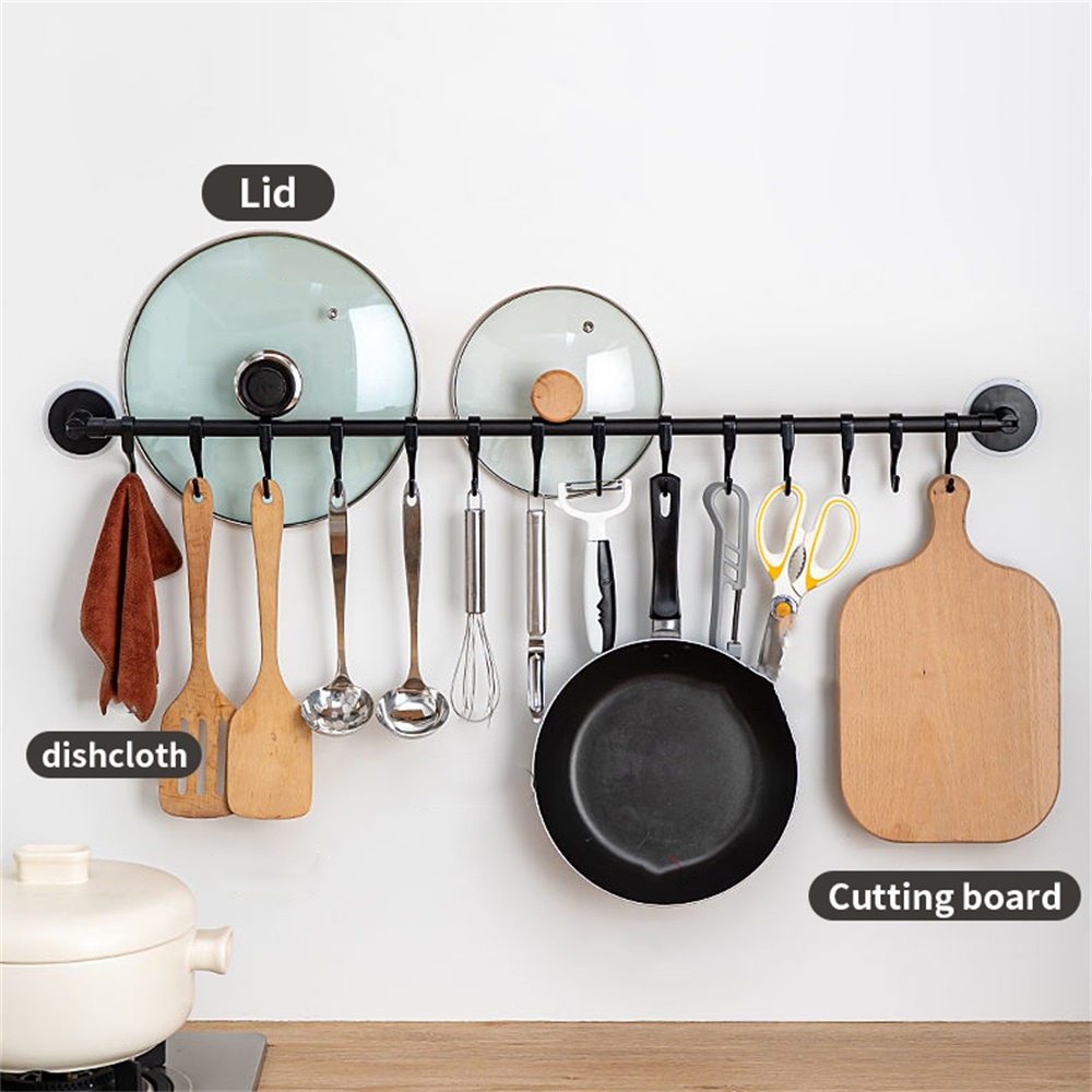 Harbour Life Kitchen Hanging Rack with 12 Hooks Wall Mounted adhesive