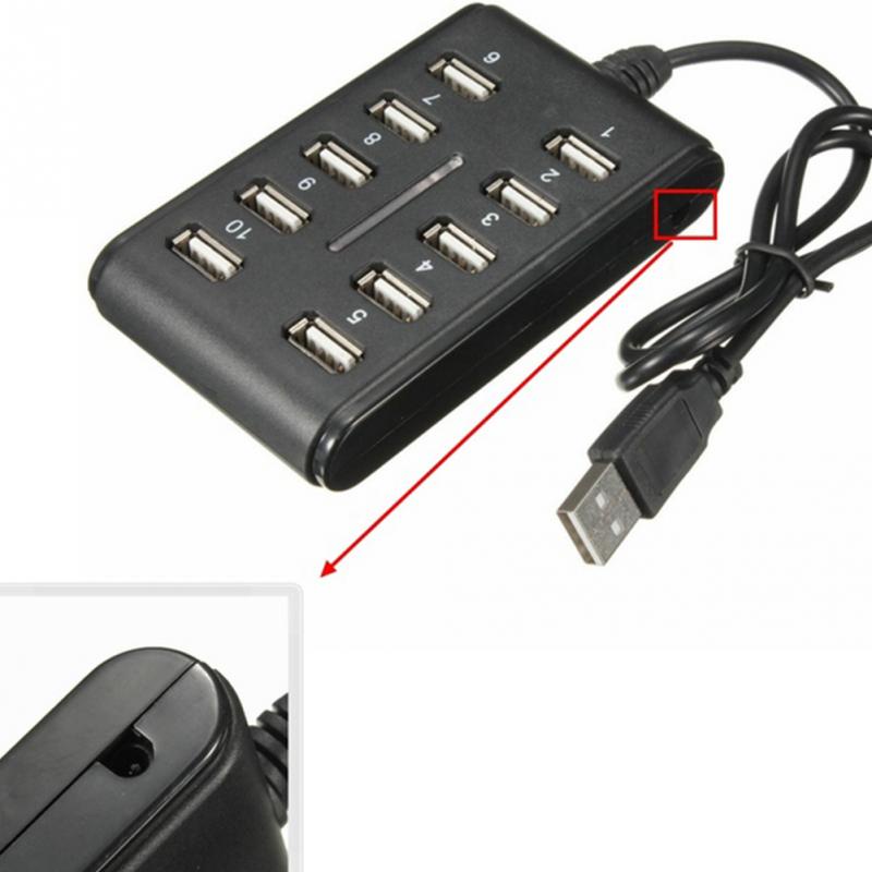 High Speed 480 Mbps USB 2.0 Hub 10 Ports Multi Personal Computer USB ...