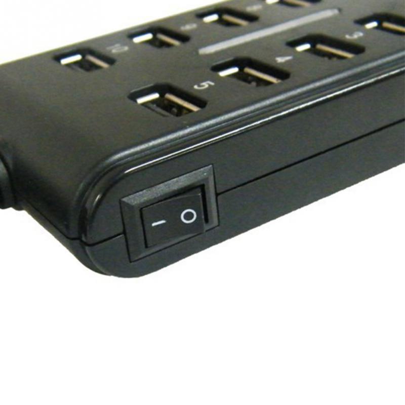 High Speed 480 Mbps USB 2.0 Hub 10 Ports Multi Personal Computer USB ...