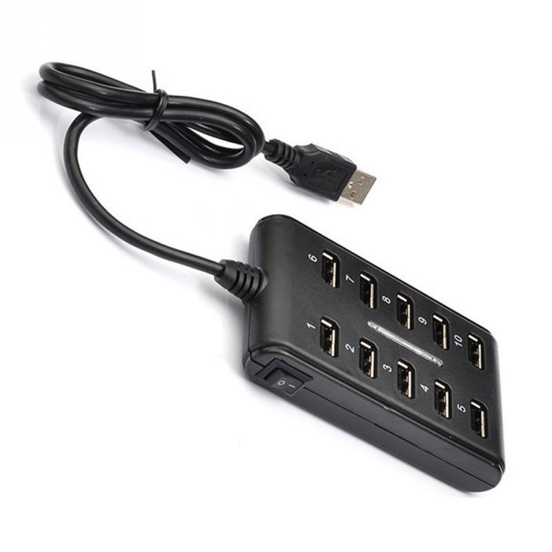 High Speed 480 Mbps USB 2.0 Hub 10 Ports Multi Personal Computer USB ...