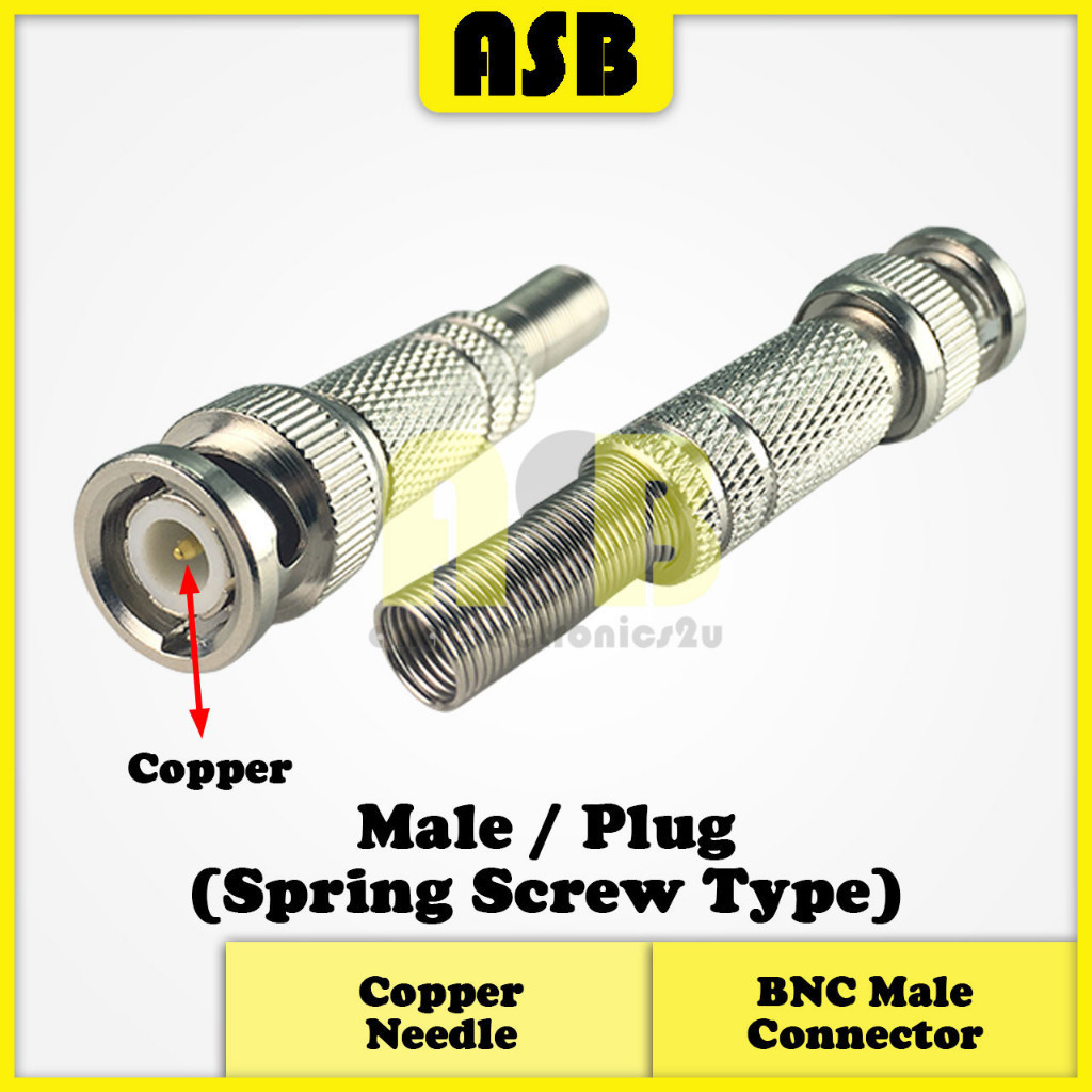 (1pc) CCTV BNC Male With Spring Screw Type Connector ( Copper ...