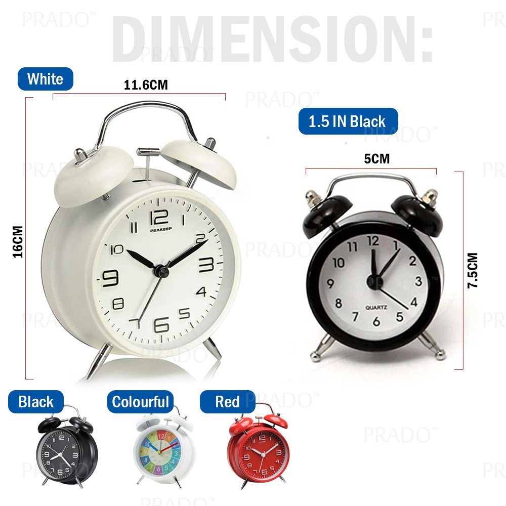 PRADO Vintage Steel Alarm Clock Heavy Sleepers Loud Alarm Clock ...