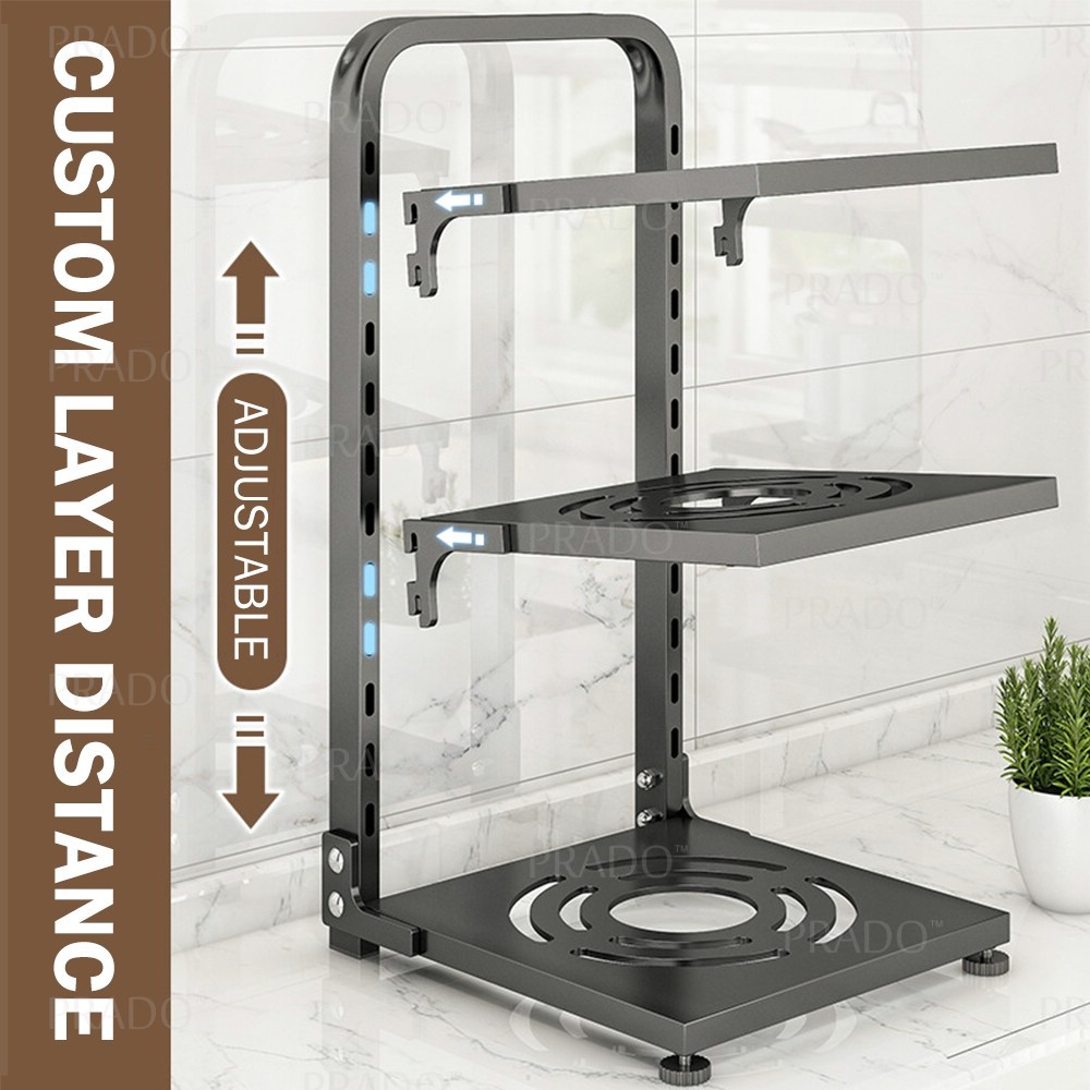 PRADO Kitchen Pot Rack Organizer Adjustable Layer Under Sink Storage ...