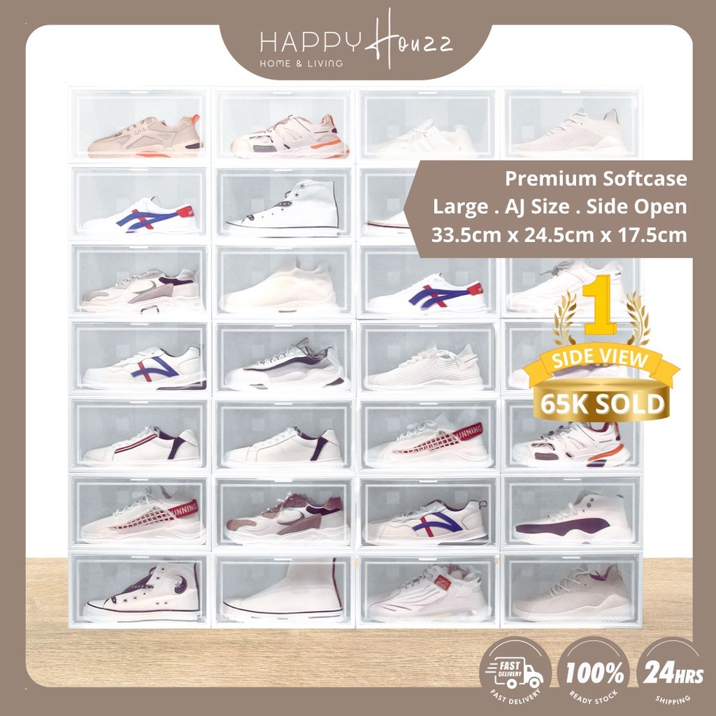 HAHO Large Stackable Interlock Side Open Side View Shoe Box Storage ...