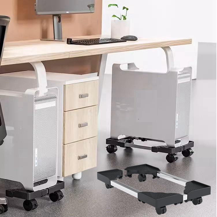 360 Rotating Computer Case Holder Adjustable CPU Stand PC Base Trolley ...