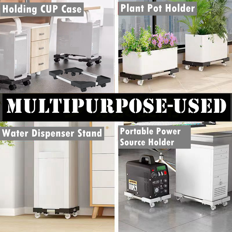 360 Rotating Computer Case Holder Adjustable CPU Stand PC Base Trolley ...