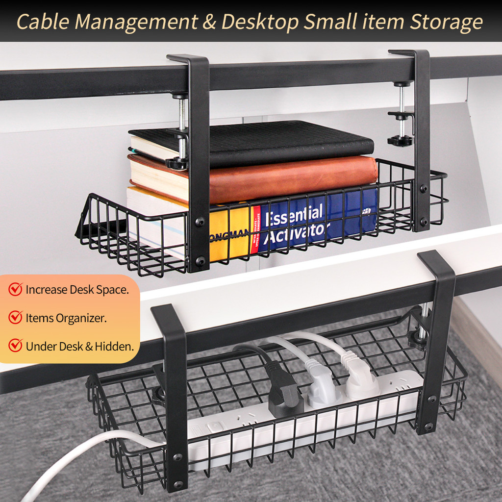 Under Desk Cable Management Wire Organizer Tray Table Pc Computer Cord ...