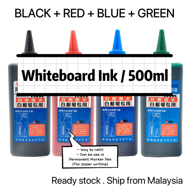 500ml Whiteboard marker pen Refill black Red Blue Green Ink 500ml ...