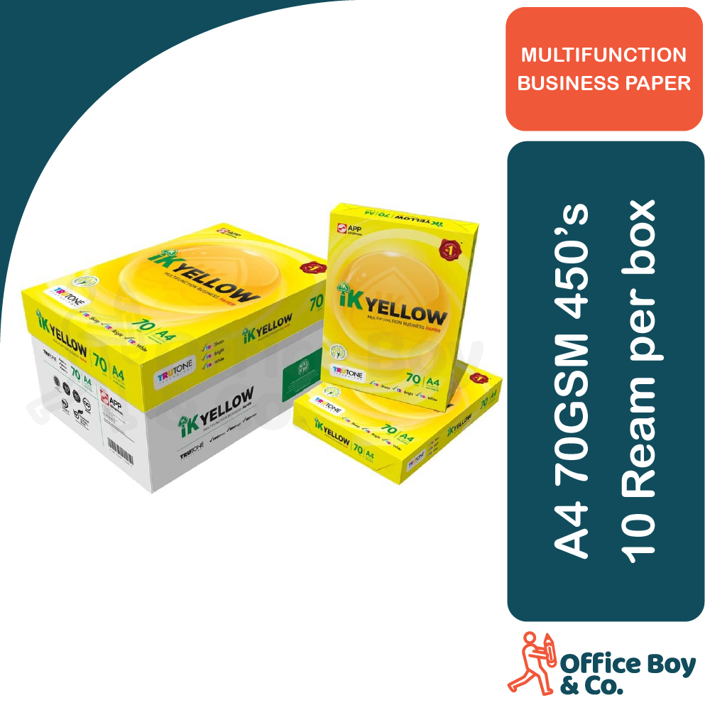 IK Yellow A4 Copier Paper 70gsm 450's (1 Carton Box 10 Ream)(450 sheets ...