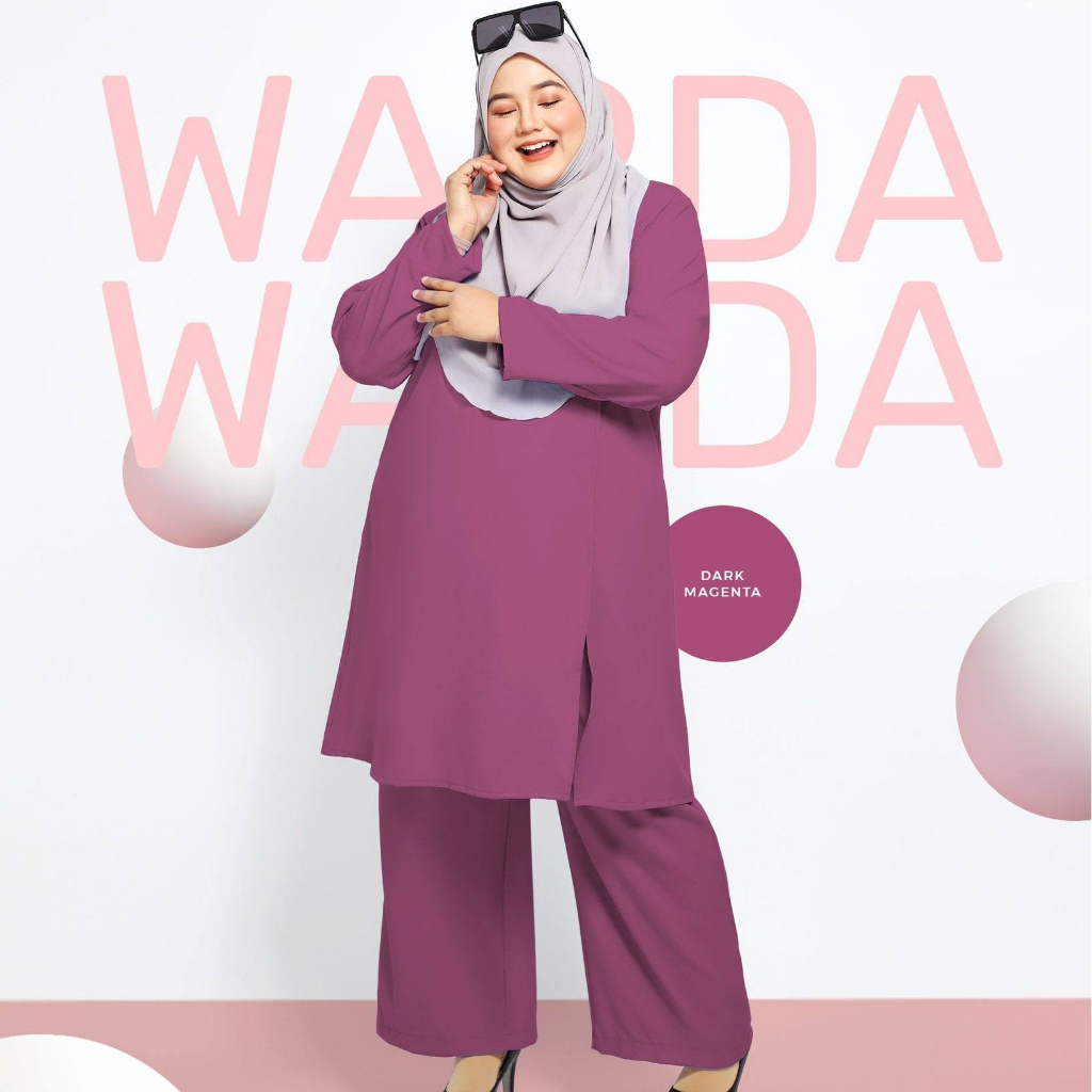 PLUS SIZE NURSAFIA WARDA SUIT, SUIT MUSLIMAH, BLOUSE + LOOSE PANTS ...
