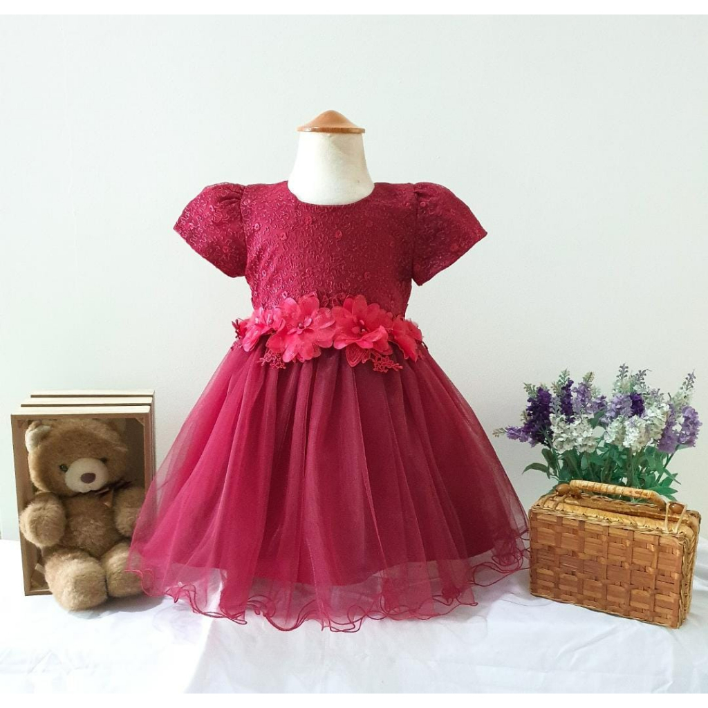 Newborn Dress Baby Girl Gaun Budak Perempuan Baju Raya Bayi Gown Birthday Shopee Singapore