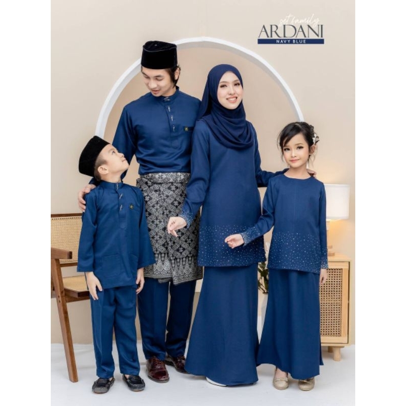 NAVY BLUE SET COUPLE SEDONDON FAMILY KURUNG MODEN ARDANI BAJU MELAYU CEKAK MUSANG
