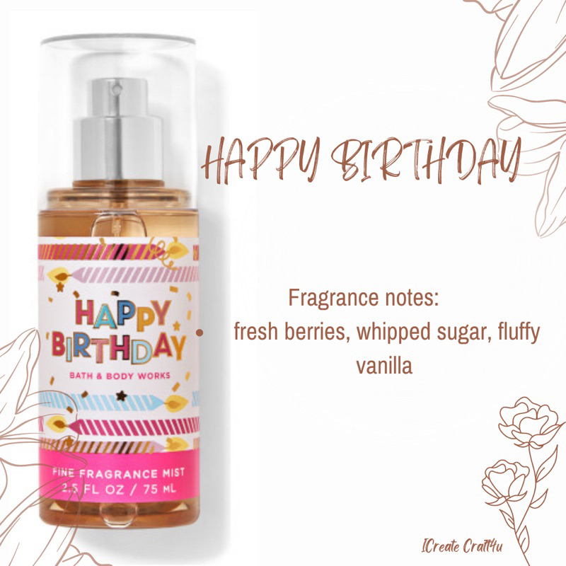 HAPPY BIRTHDAY BODYMIST BATH AND BODY WORKS (repack 10ml) | Shopee ...