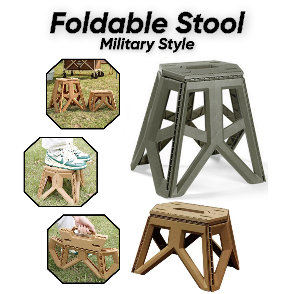 Foldable Portable Stool Chair Kerusi Lipat Military Style Outdoor