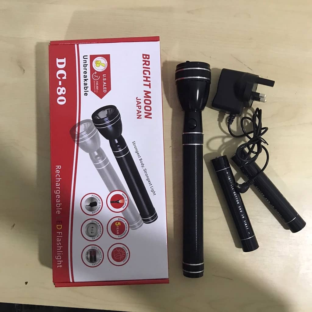 Bright Moon Japan DC80 Rechargeable Flashlight Super Bright LED Torch ...