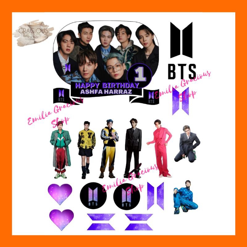 BTS TOPPER HAPPY BIRTHDAY (FREE add name) | Shopee Singapore
