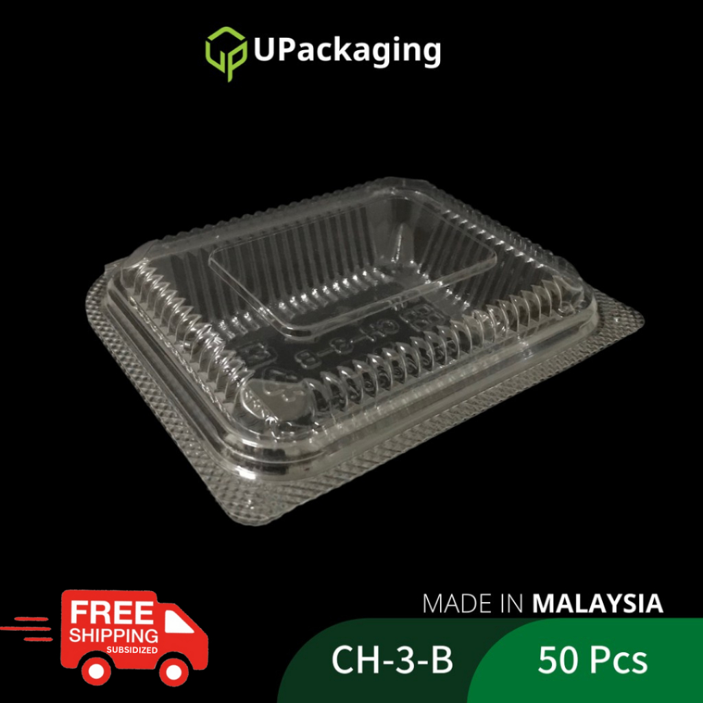 [50 Pcs] CH-3-B Transparent Clamshell Container Plastic Locking Food ...