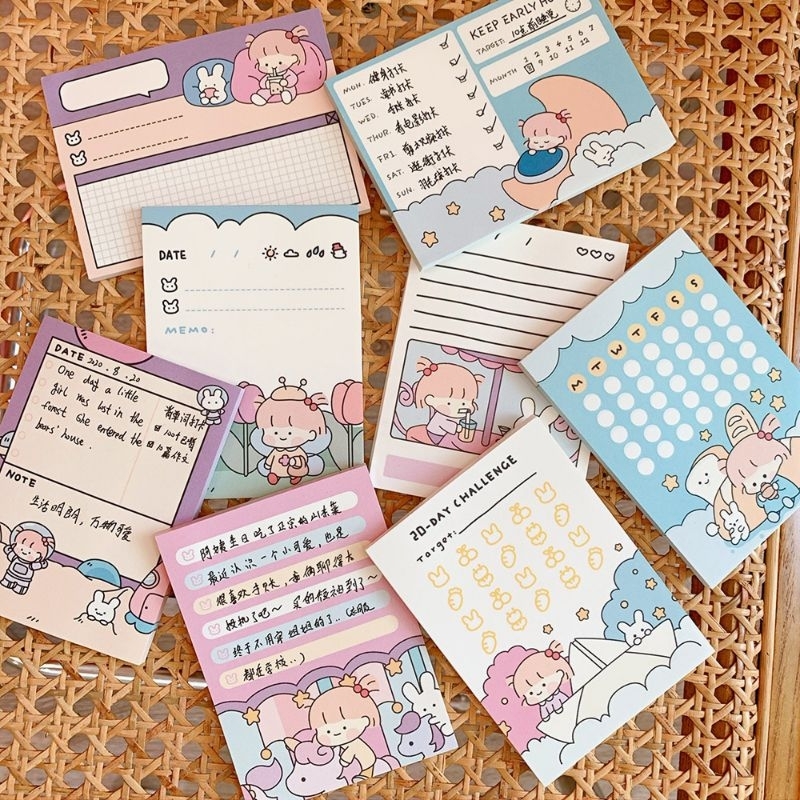 LZ 50 Pages Buku Memo Pad Comel Nota Sticky Note Cute Cartoon Diary ...