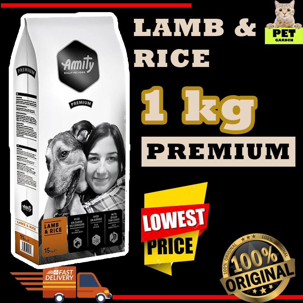 Premium Dog Food Lamb & Rice Protein Amity Repack 1kg 