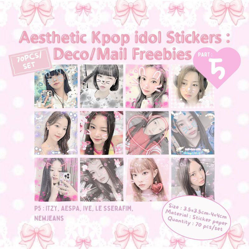 (P5) LE SSERAFIM NEWJEANS ITZY AESPA IVE Kpop Happy Mail Sticker Aesthetic Cute Freebies Korean