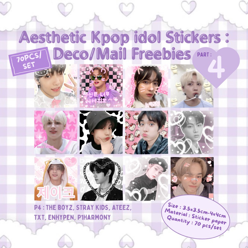 (P4) TXT Enhypen Stray kids Ateez P1Harmony Happy Mail Sticker ...