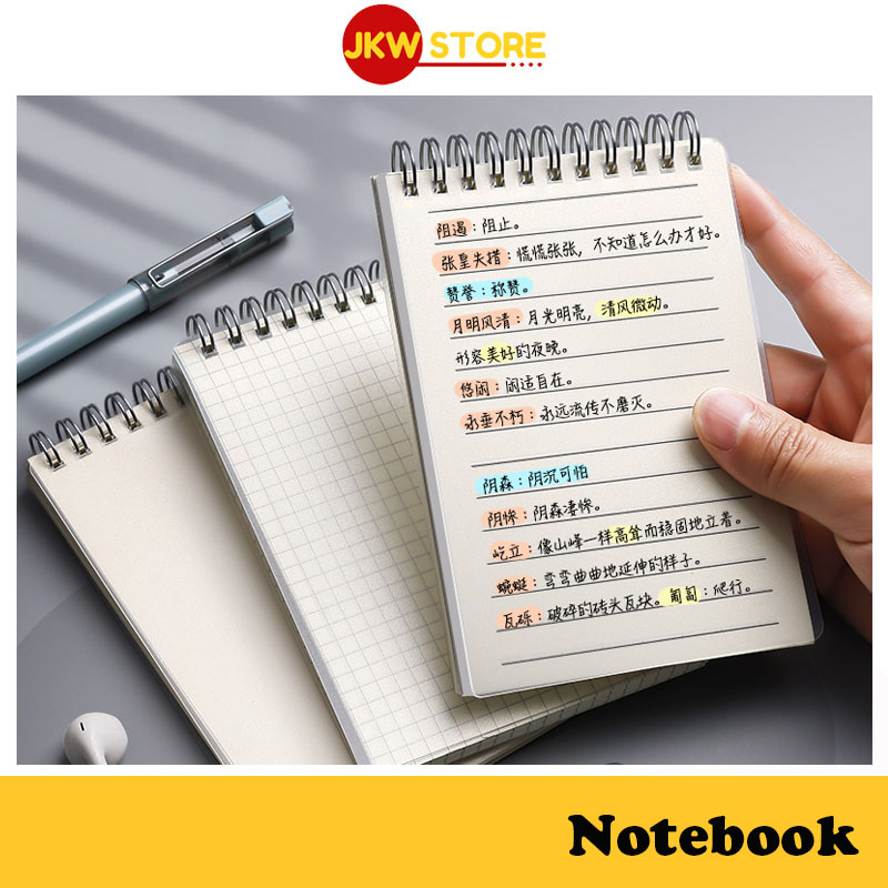 Matte Cover Notebook Up Flip A6/A5/B5 156 Pages Plain/Grid/Line Spiral ...