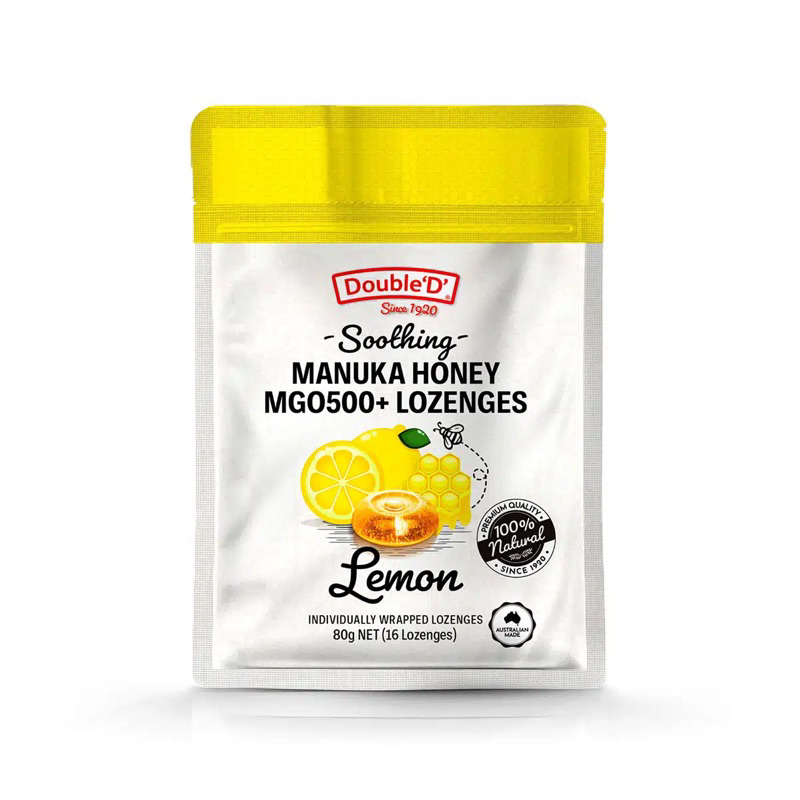 Double D Manuka Honey Lozenges 80g (Lemon / Eucalyptus ), Sugar Free ...