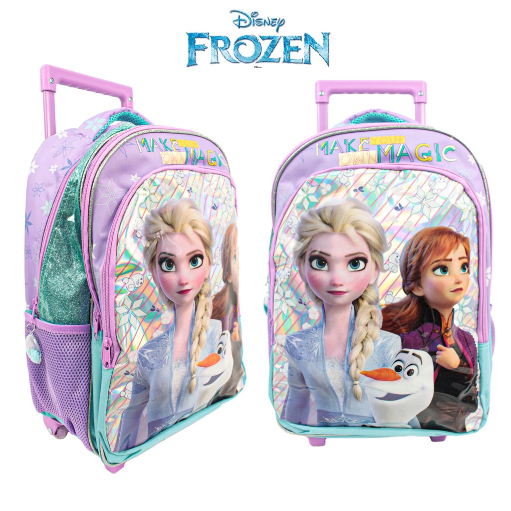 New Disney Frozen Glitter Elsa Anna School Bag 6 Wheel Primary School Trolley Bag Beg Troli Sekolah Rendah