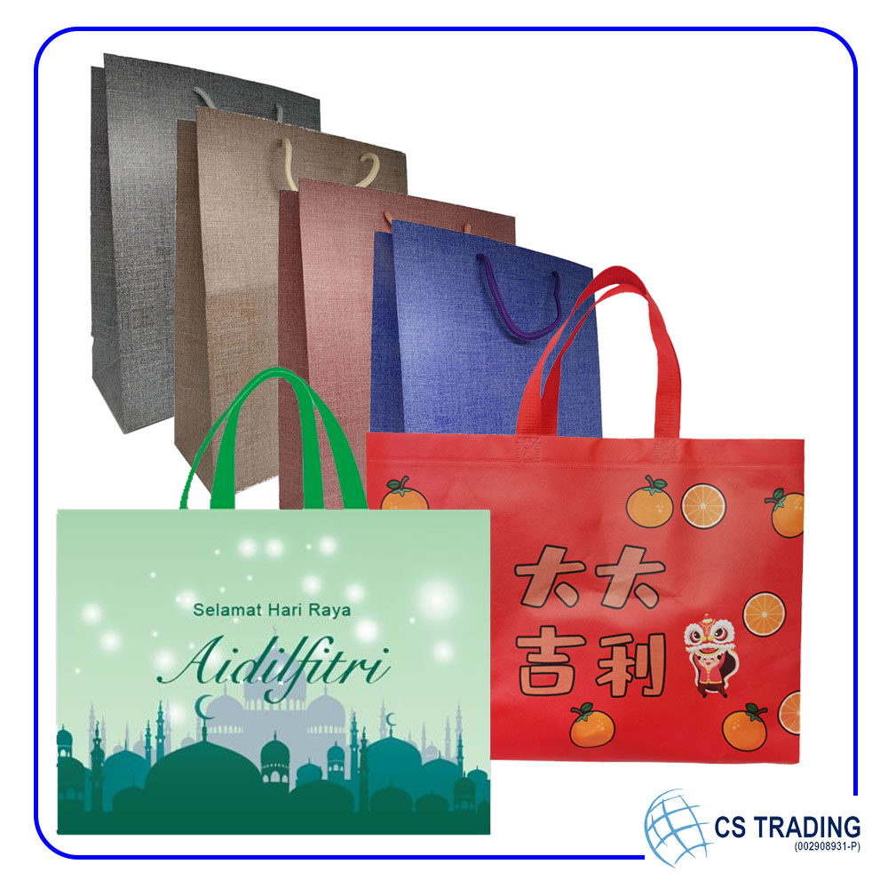 Bag Recycle Bag Hari Raya CNY Foldable Large Paper Bag with Handle ...