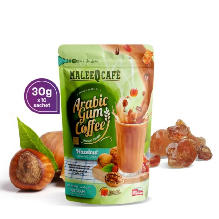 Maleeq Cafe Arabic Gum Coffee Hazelnut with Brown Sugar (10 sticks x