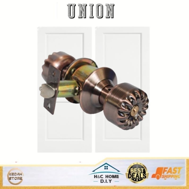 UNION Cyclindrical Door Lock Set U588AC CYLINDRICAL LOCK / KUNCI PINTU ...