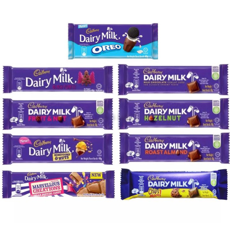 CADBURY DAIRY MILK CHOCOLATE ASSORTED FLAVORS 37G / 40G Shopee Singapore