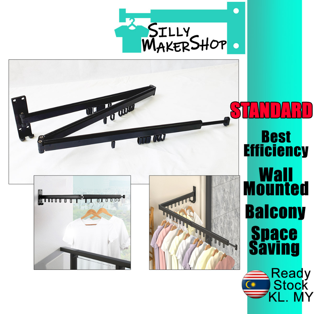 Standard) Wall Mounted Retractable Foldable Clothes Drying Rack