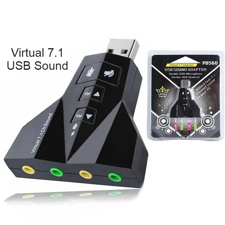 USB Sound Card 7.1 CM108 Chip Virtual 3D Channel Audio Mic Adapter 3