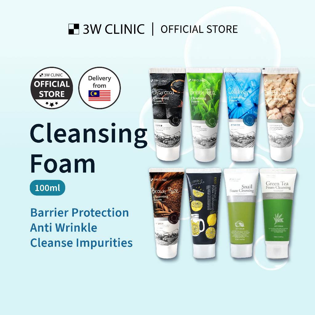 3W Clinic Cleansing Foam Moisturize Smooth Skin Oil Control Glowing ...