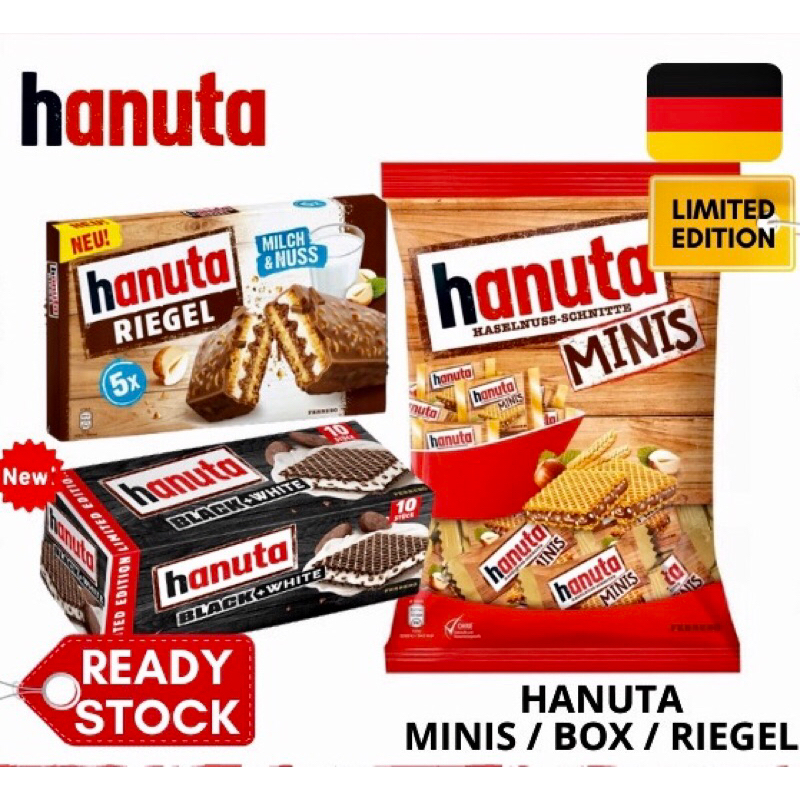 FERRERO HANUTA HAZELNUTS MINIS 200g (18 pcs) EXP 8/2025 / Hanuta Riegel ...