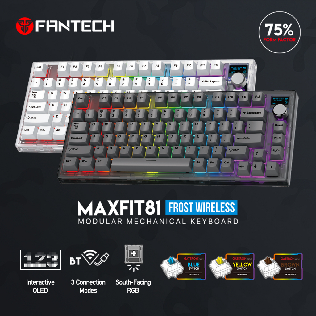 Fantech MAXFIT81 MK910 Wireless 75 OLED Mechanical Keyboard Gaming PBT