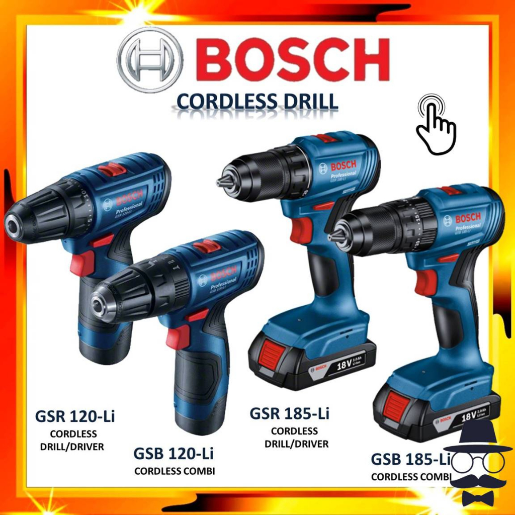 BOSCH GSB GSR 12V 18V CORDLESS IMPACT DRILL DRIVER GSB 120-Li GSR  120-Li GSB 185-Li GSR185 Li 18V Brushless Motor Metal Chuck