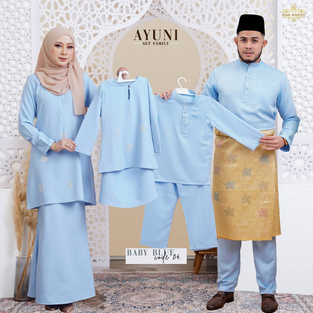 [baby Blue] SET FAMILY AYUNI KURUNG MODEN Mother Father Son SEDONDON ...