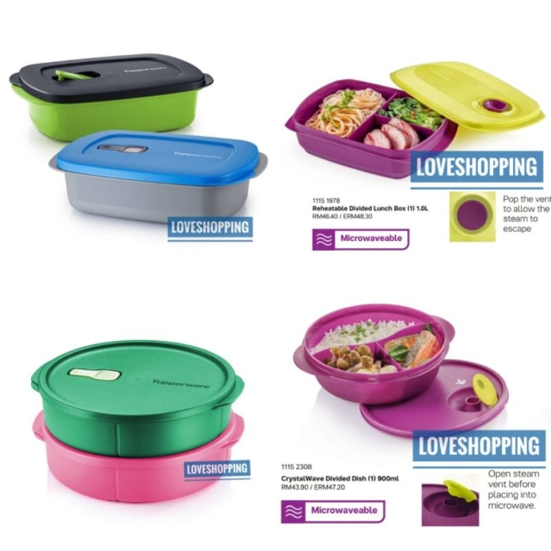Tupperware Reheatable Divided Lunch Box OR Crystalwave divides dish ...