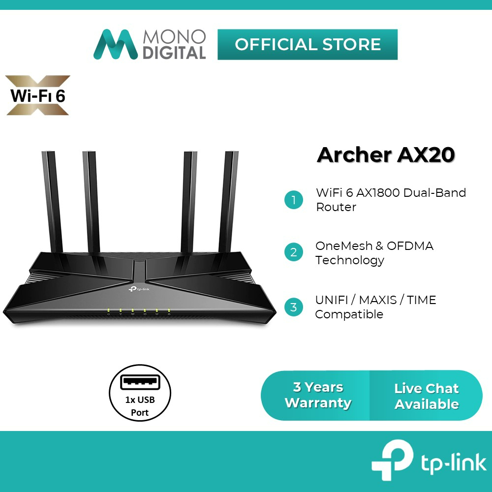 TP-Link Archer AX20/AX23 AX1800 Dual Band Gigabit Wireless WiFi 6 ...