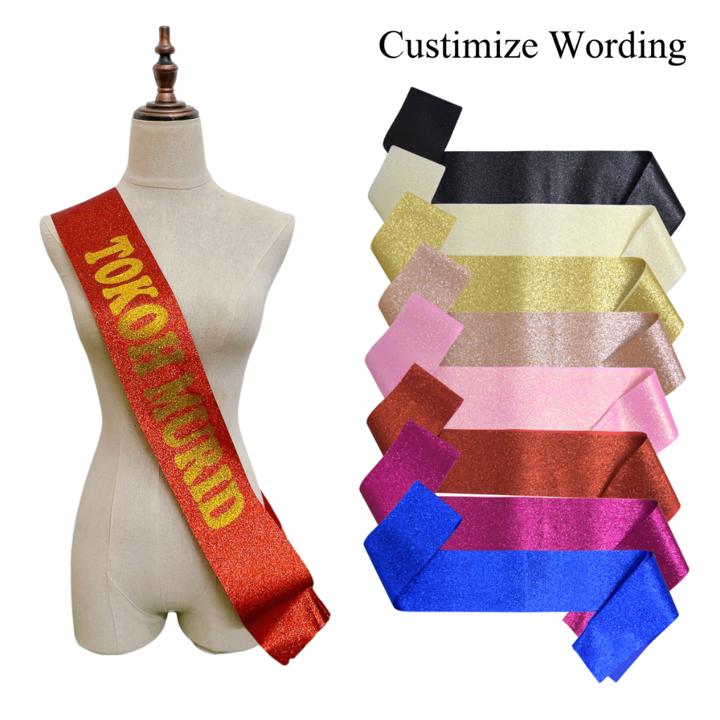 Kain Selempang Glitter Custom Shine Sash Custom Selempang 8 Colour