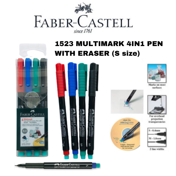FABER CASTELL MULTIMARK 1523 4IN1 MULTI PURPOSE PEN WITH ERASER (S size