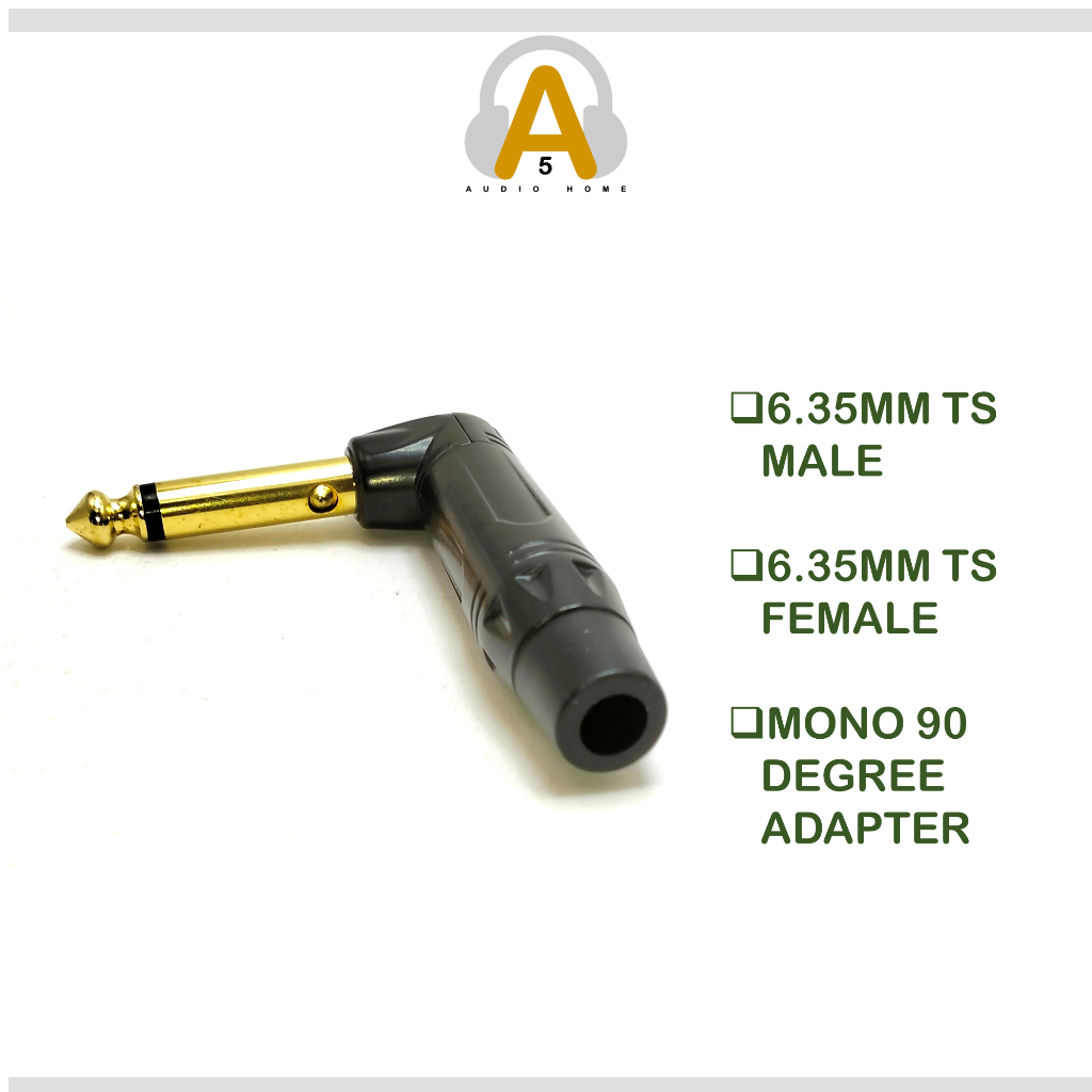 6.35mm 1/4 Inch Right Angle TS Male to Female Mono Audio Adapter ...