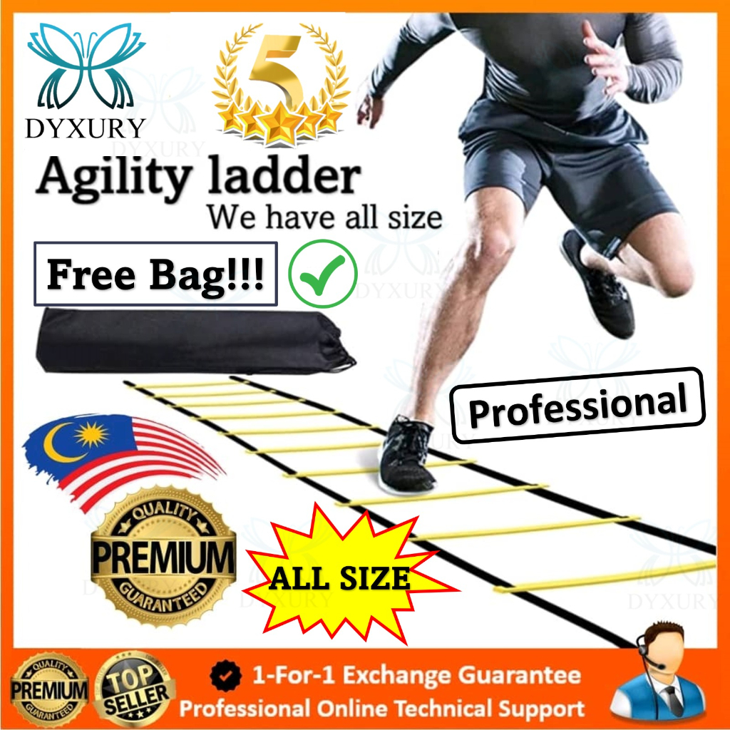 (Free Bag) Premium Ladder Training Agility Ladders Football Cones Speed ...