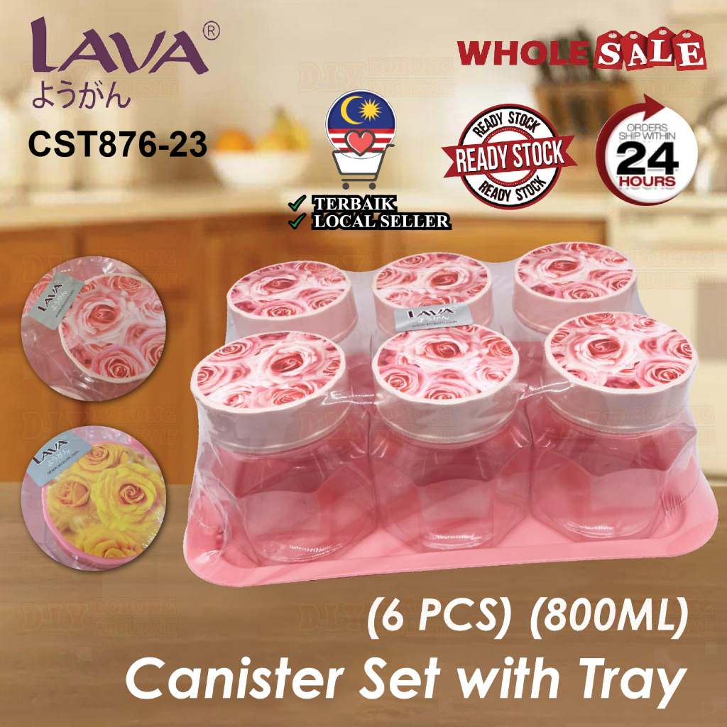LAVA CST876-23 Canister Set with Tray (6 PCS) (800ML) Food Storage ...