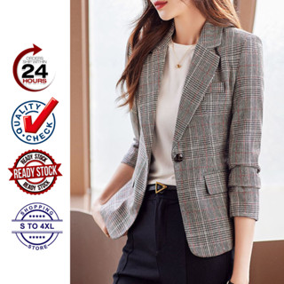 Casual hot sale checked blazer