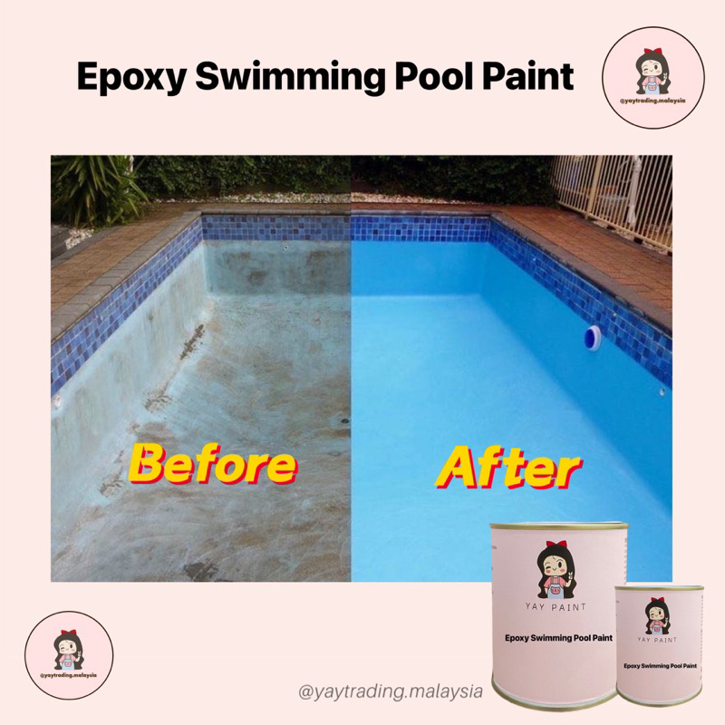 YAY EPOXY 1L & 5L Swimming Pool Paint , Cat Kolam Epoksi Shopee Singapore