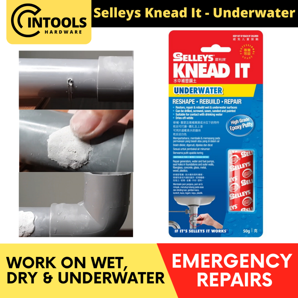 SELLEYS Knead it Underwater (Epoxy Putty) 50g Ideal for Water Leakage